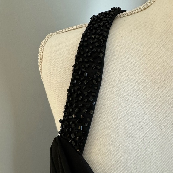 JS BOUTIQUE cocktail Beaded black midi dress. Size 10 - Picture 4 of 8
